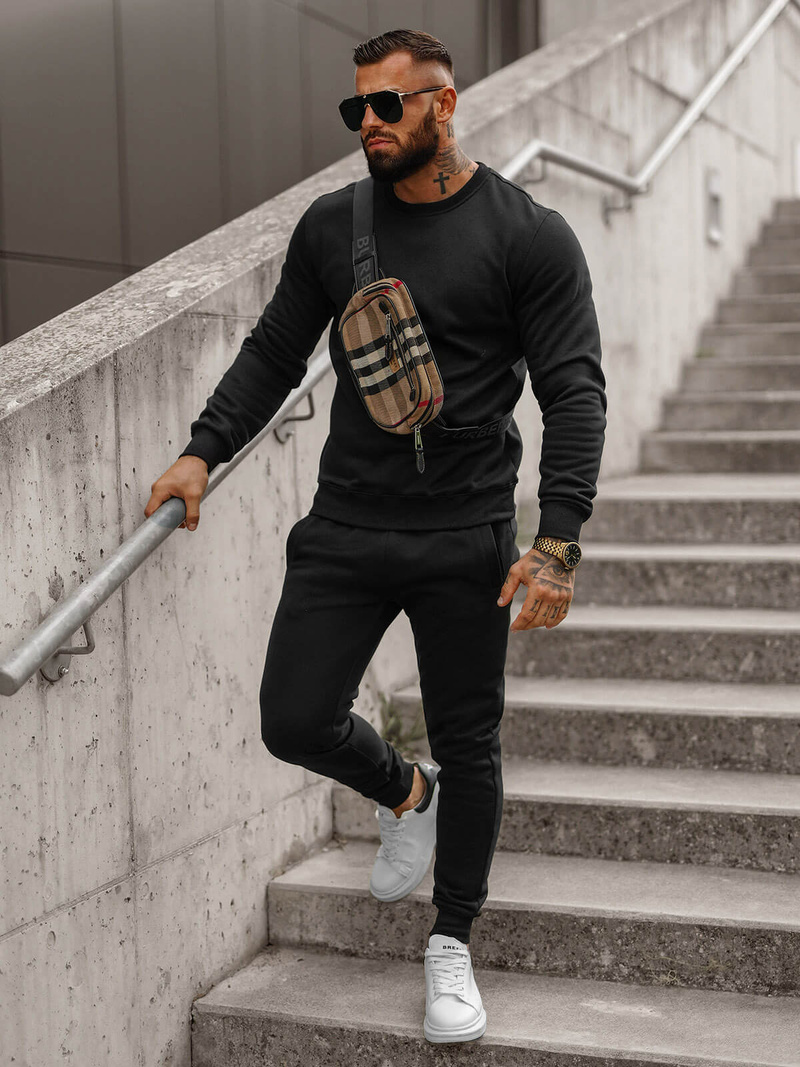 Komplet dresowy męski czarny OZONEE JS/68C10380/3Z