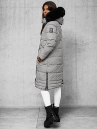 Kurtka zimowa damska długa pikowana szara OZONEE O/W377