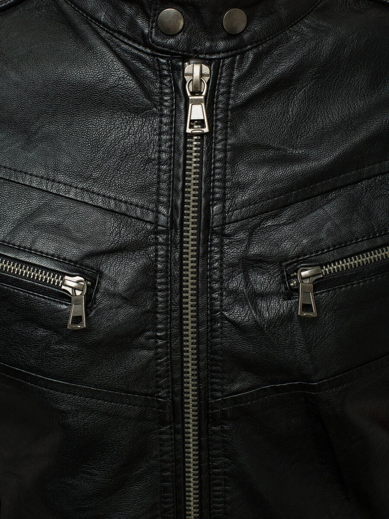 Куртка шкіряна чоловіча Чорно-Червона OZONEE YD/BF59359Z