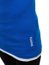 T-Shirt z kapturem męski niebieski OZONEE O/1273Z