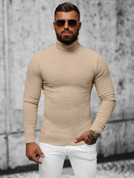 Sweter męski golf beżowy OZONEE L/1596Z