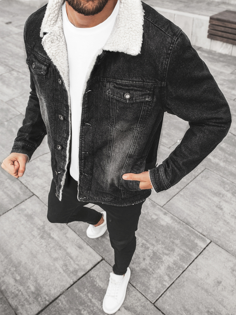 Kurtka męska jeans czarna OZONEE JB/JP1158Z