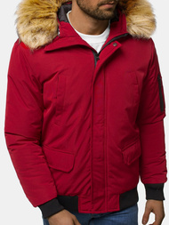 Kurtka zimowa męska z futerkiem bordowa OZONEE JS/M2019/6Z