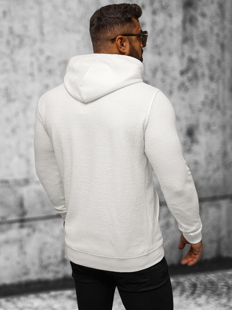 Bluza z kapturem męska ecru OZONEE O/TB2273