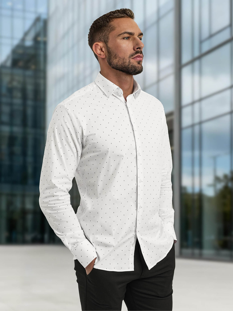 Koszula męska elegancka biała OZONEE V/V180