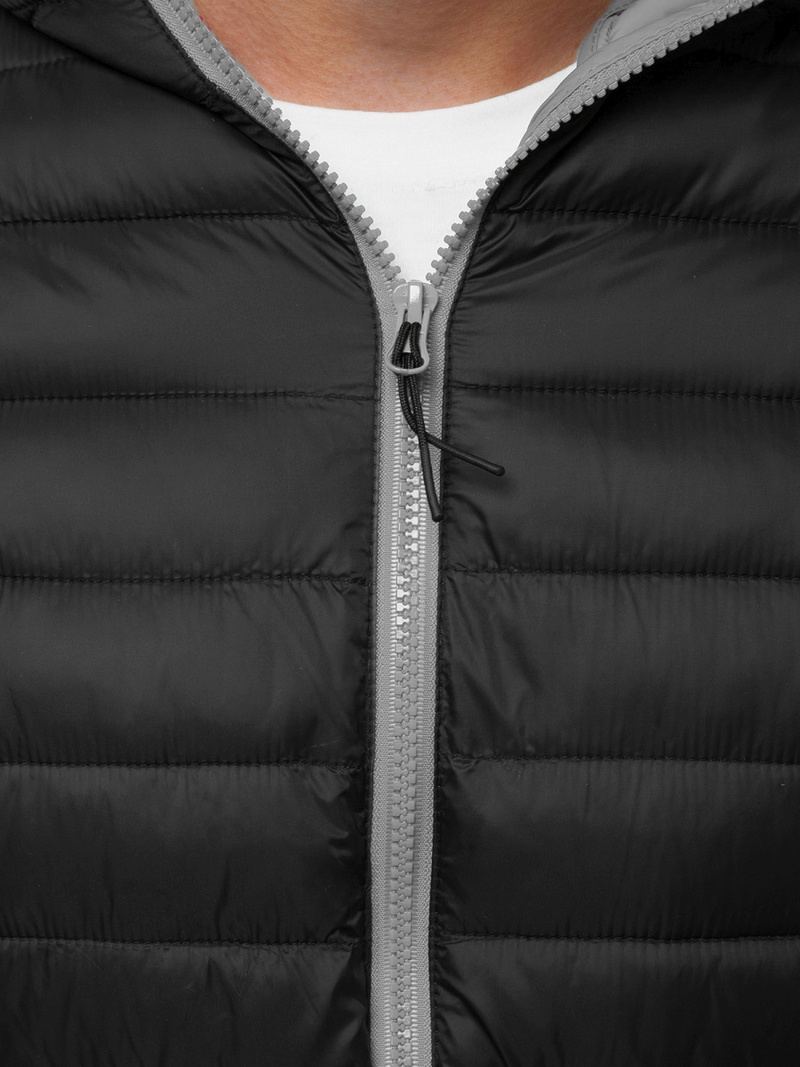 Kurtka przejściowa męska pikowana czarno-szara OZONEE JS/M13022/392