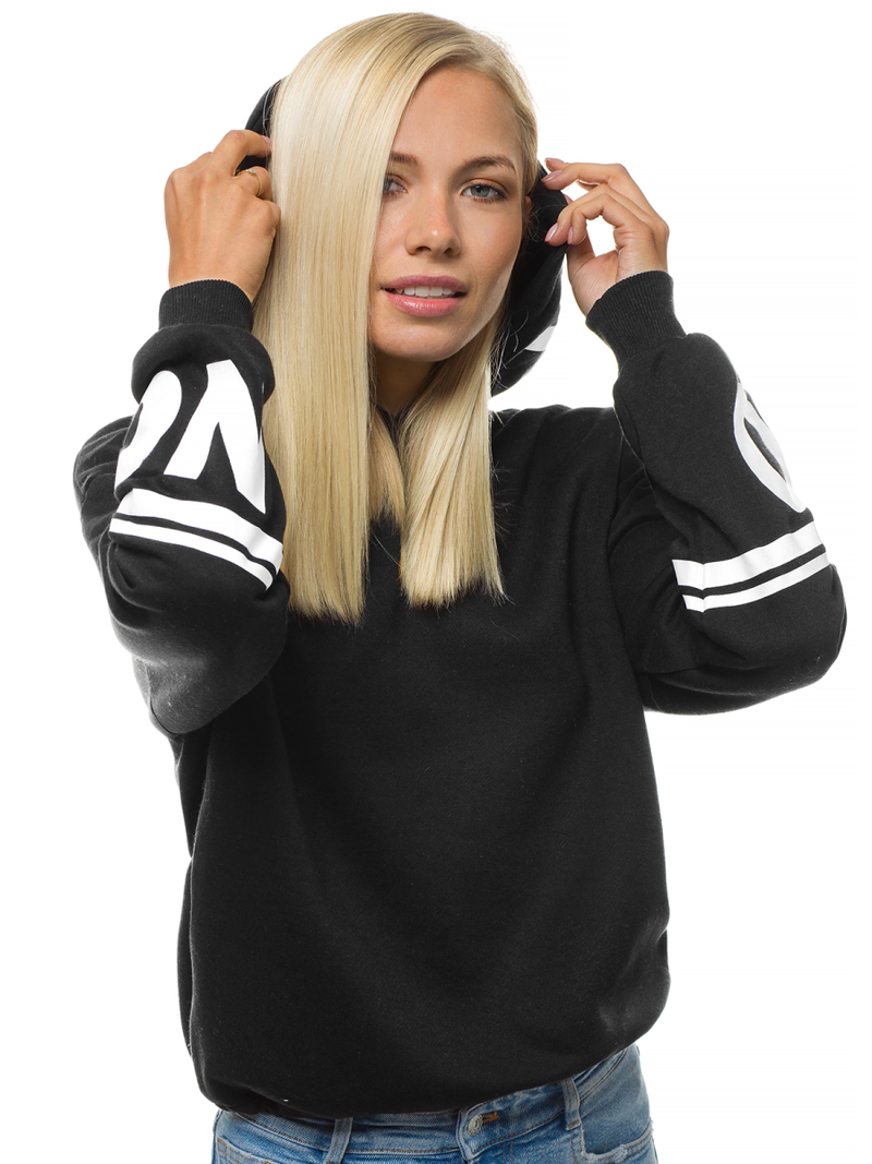 Bluza z kapturem damska czarna OZONEE JS/KSW2035