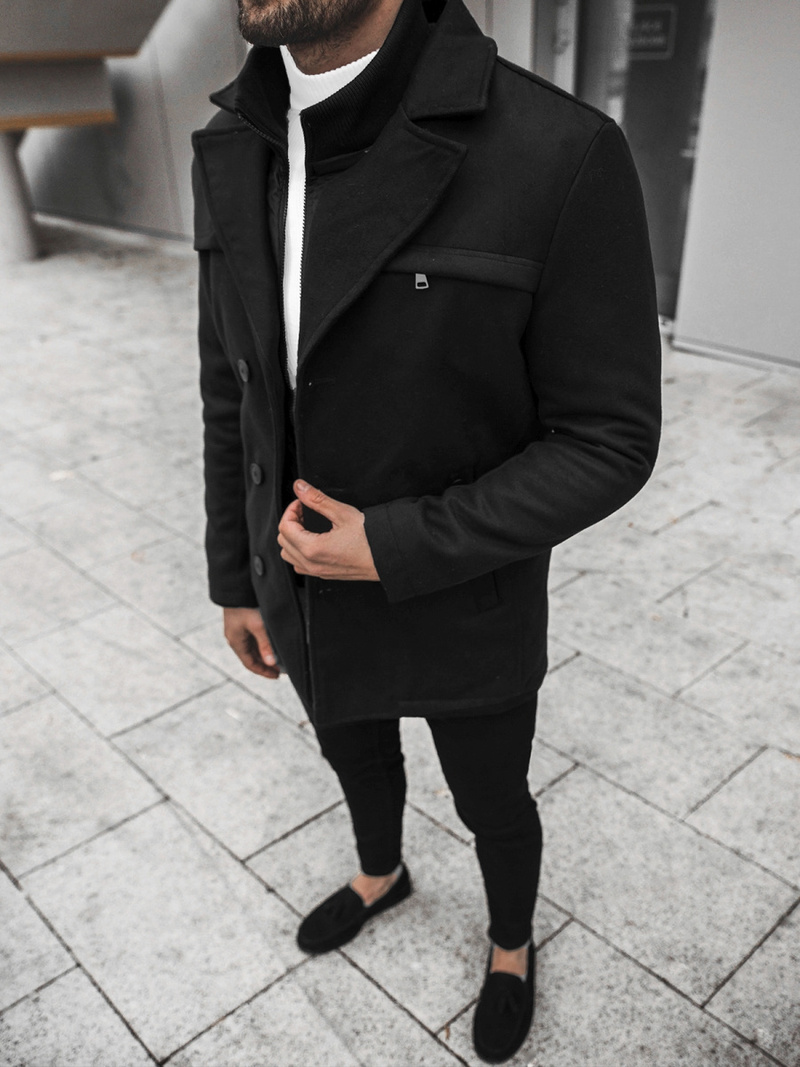 Płaszcz męski czarny OZONEE JS/79M3137