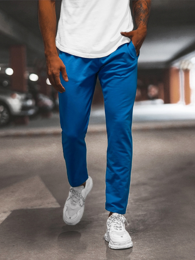 Spodnie dresowe męskie niebieskie b/18203022z