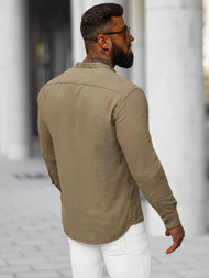 Koszula męska ciemno-beżowa OZONEE O/V112