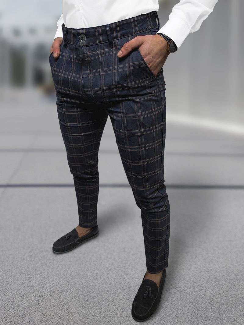 Spodnie męskie chino materiałowe granatowe OZONEE DJ/5632