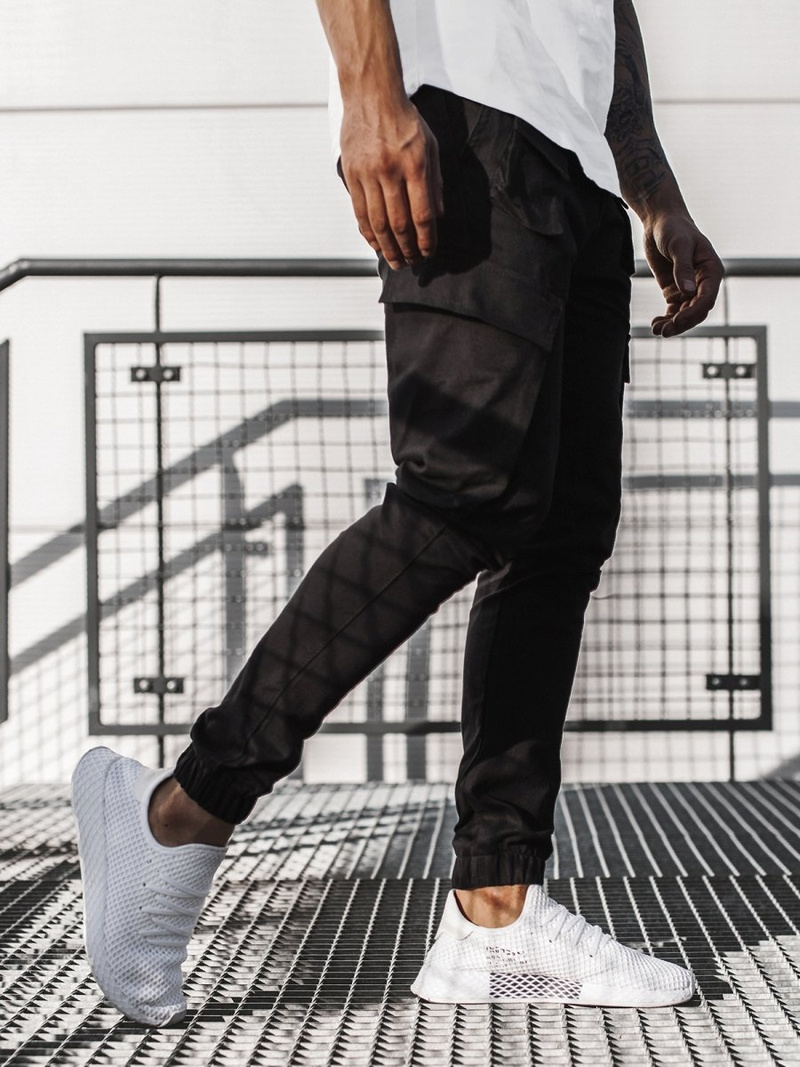 Spodnie męskie chino joggery czarne OZONEE G/2788