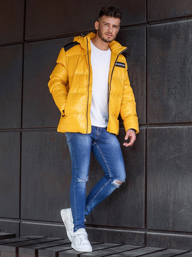 Kurtka zimowa męska pikowana żółta OZONEE N/6577