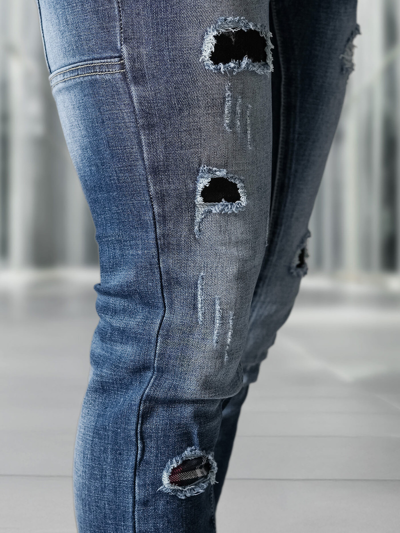 Spodnie jeansowe męskie slim fit niebieskie OZONEE NB/MP0050BZ