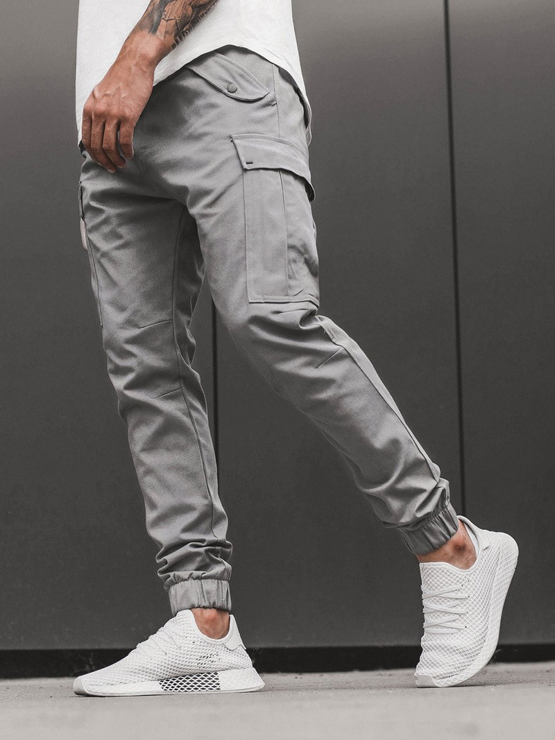 Spodnie męskie chino joggery szare OZONEE A/1005