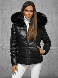 Куртка шкіряна жіноча чорна OZONEE JS/11Z8070