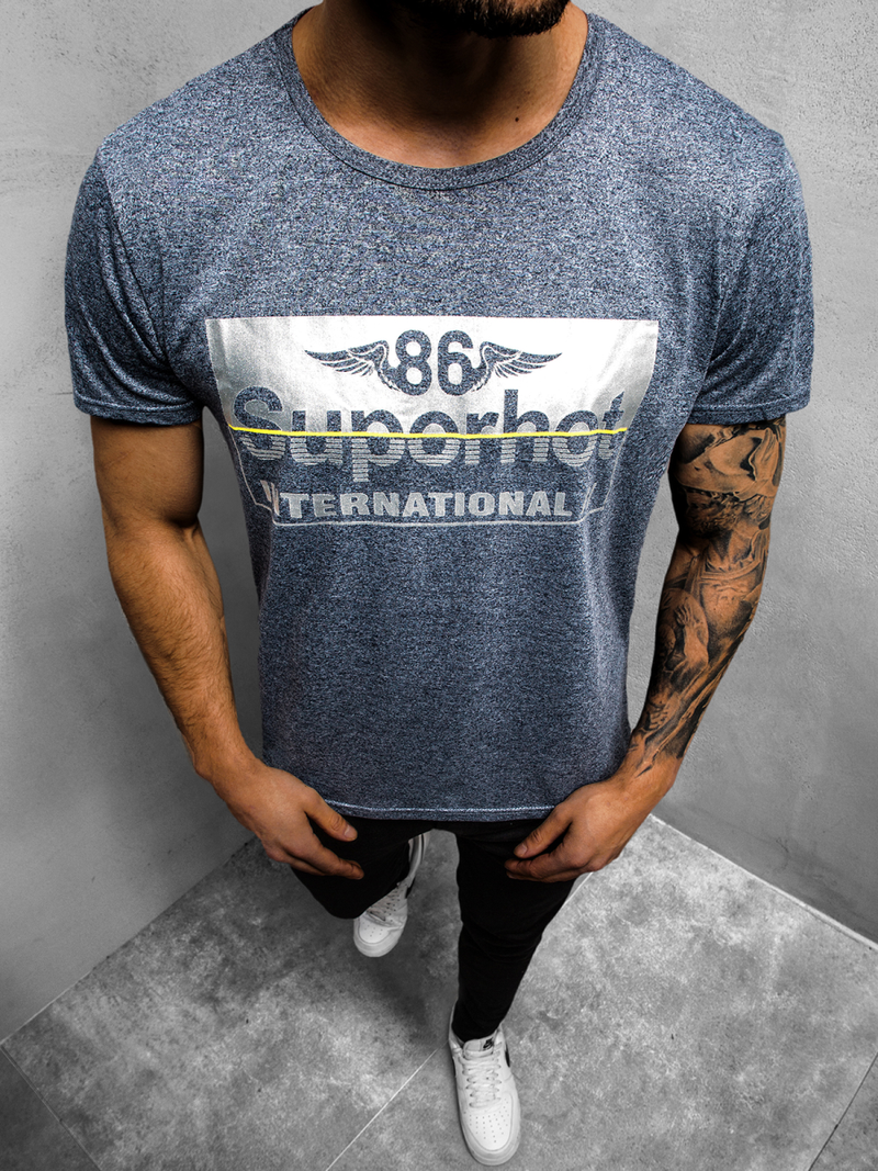 T-Shirt męski granatowy OZONEE JS/KS2056Z