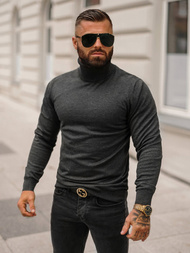 Sweter męski golf grafitowy OZONEE O/GM303