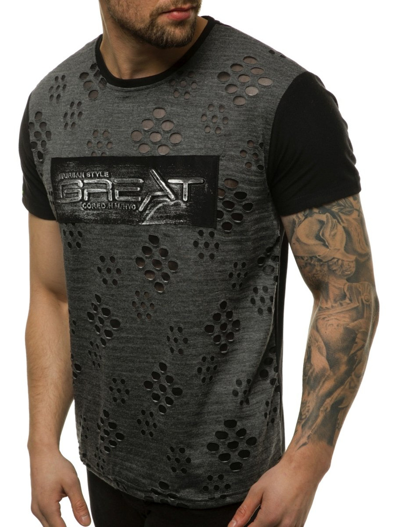 T-Shirt męski czarny OZONEE JS/KS2083