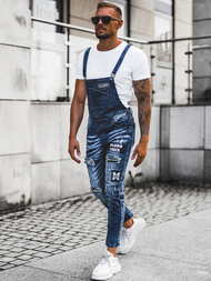 Spodnie jeansowe męskie ogrodniczki niebieskie OZONEE O/E9682