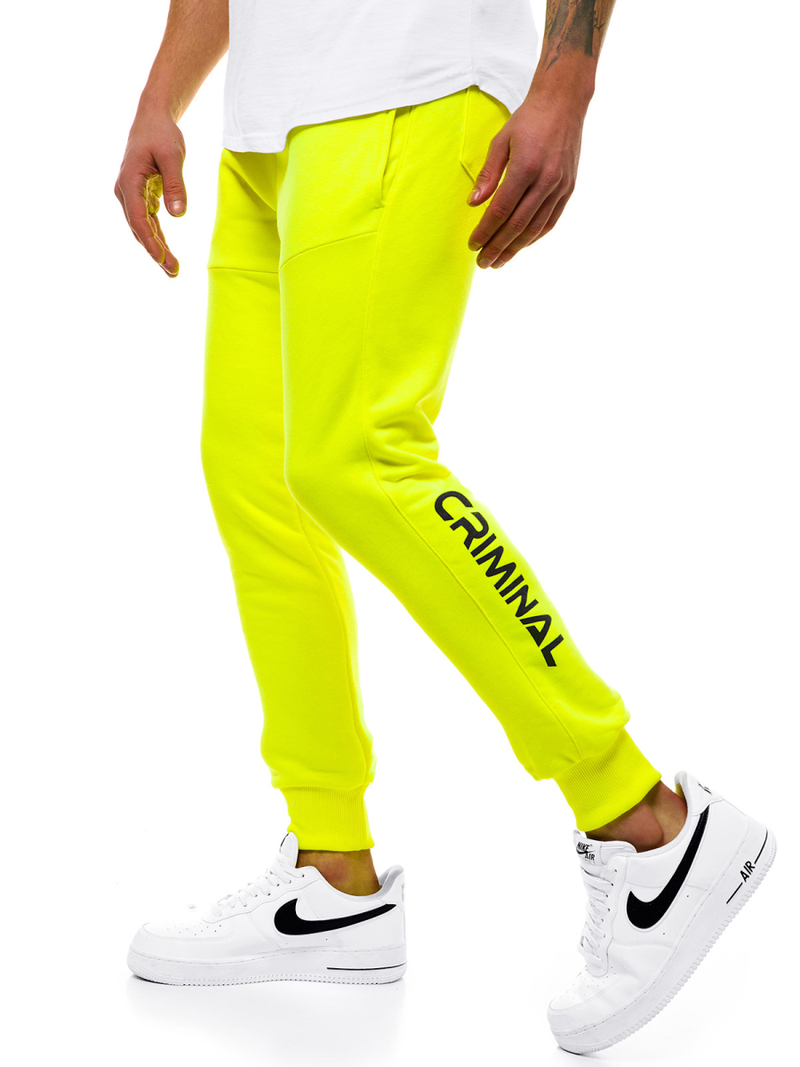 Spodnie dresowe męskie żółte-neon OZONEE G/11129