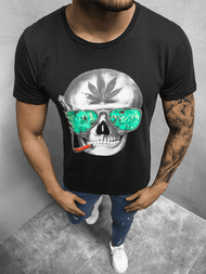 T-Shirt męski z nadrukiem czarny OZONEE O/1192