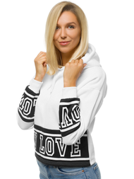Bluza z kapturem damska biała OZONEE JS/KSW2034