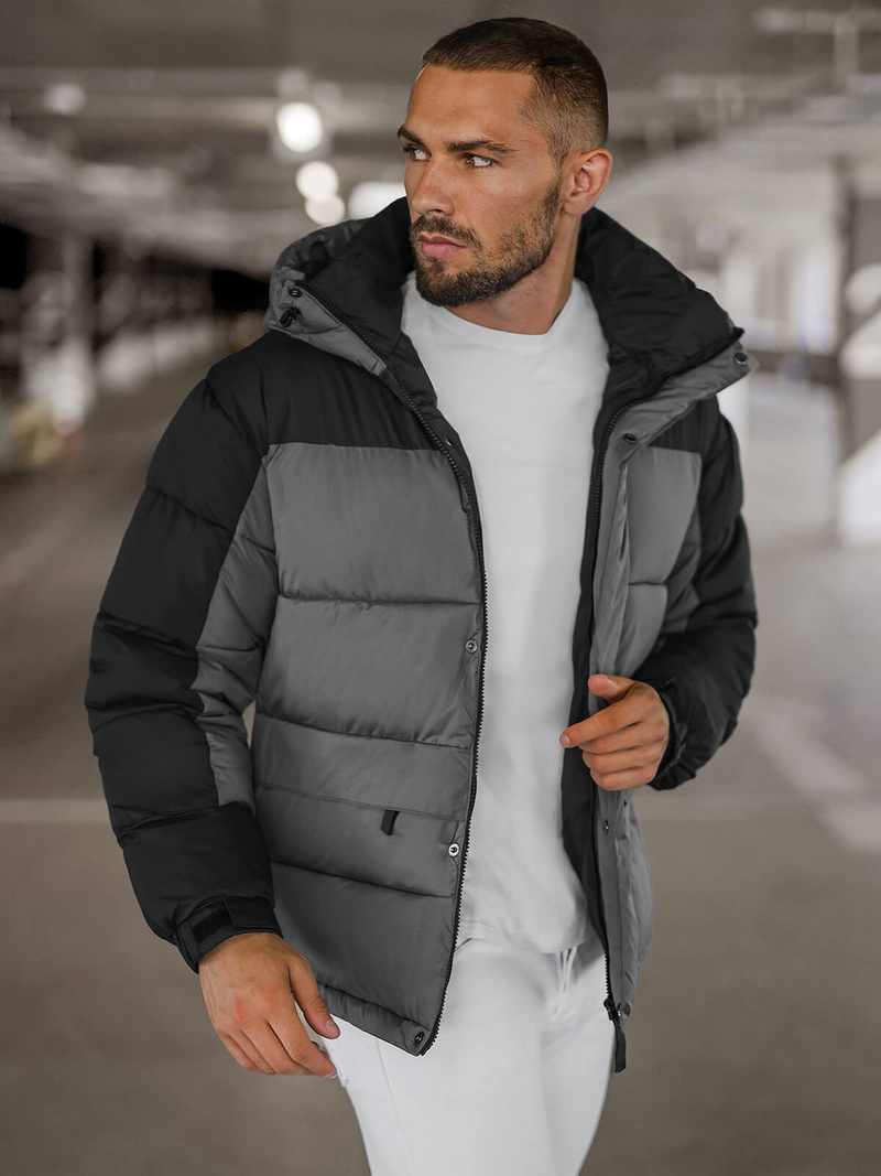 Kurtka zimowa męska pikowana szara OZONEE JS/31M5008Z