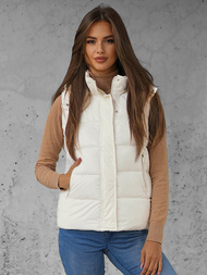 Kamizelka damska pikowana z kapturem biała OZONEE O/SW025/10Z