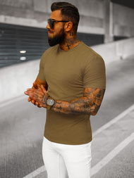 T-shirt męski slim fit brązowy OZONEE NB/MT3001