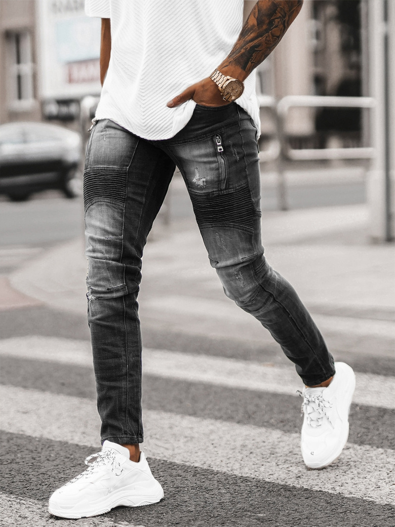 Spodnie jeansowe męskie czarne OZONEE NB/MP0046NZ