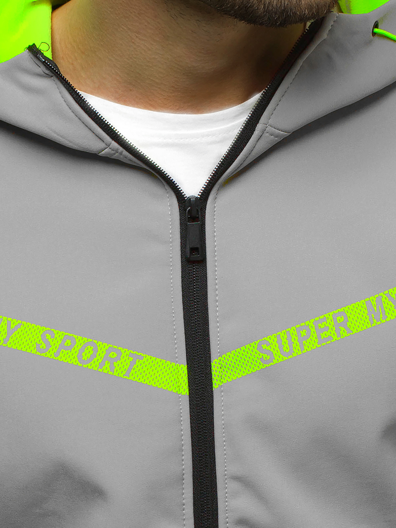 Kurtka softshell męska z kapturem szara OZONEE JS/KS2181