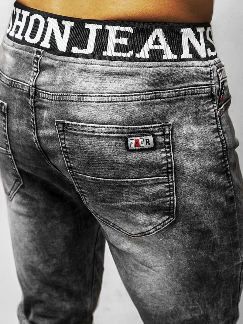 Spodnie jeansowe joggery męskie grafitowe OZONEE DR/TF116
