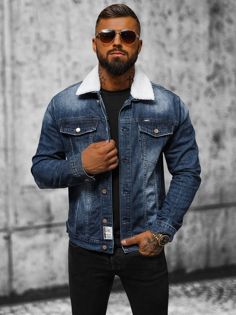 Чоловіча джинсова куртка tемно-cиня OZONEE NB/MJ516BSZ