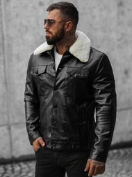 Kurtka skórzana męska czarna OZONEE O/8830/1