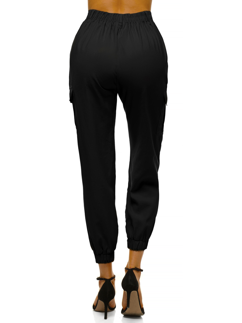 Spodnie damskie joggersy czarne OZONEE O/HM005