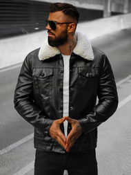 Куртка шкіряна чоловіча Чорна OZONEE O/8830/1Z