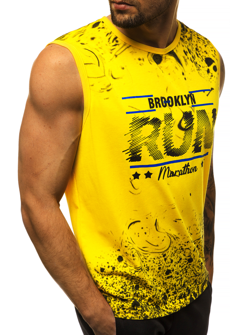 T-Shirt bez rękawów męski żółty OZONEE JS/KS2075