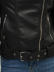 Жіноча шкіряна куртка Чорна OZONEE JS/11Z8009