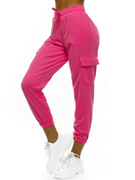Spodnie dresowe damskie różowo-neonowe OZONEE O/MB2001/21