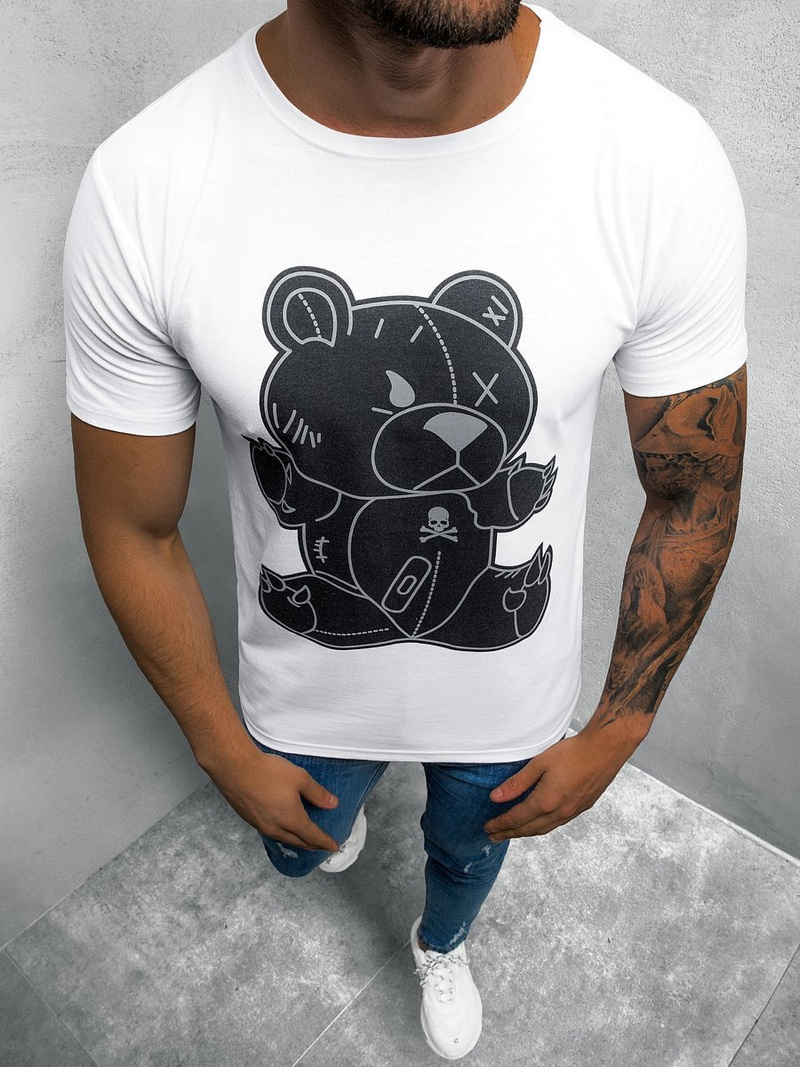 T-Shirt męski z nadrukiem biały OZONEE O/BL72