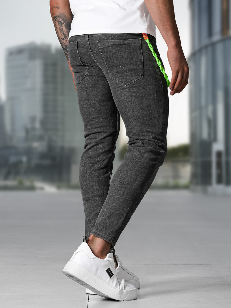 Spodnie jeansowe męskie slim fit grafitowe OZONEE NB/MP0191G