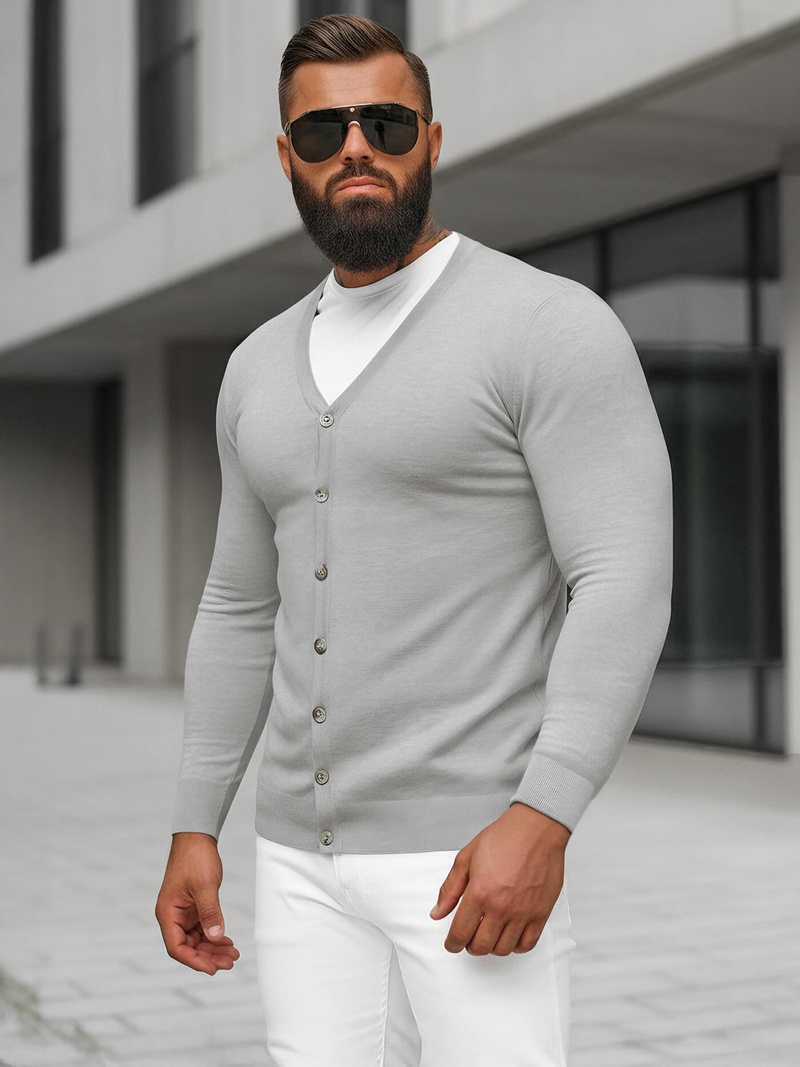 Sweter męski rozpinany szary OZONEE NB/MM6006/2Z