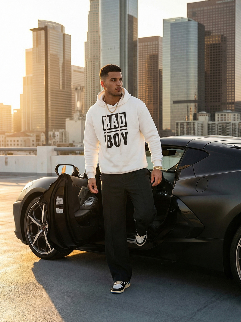 Bluza z kapturem męska biała OZONEE JS/65B3909/1Z