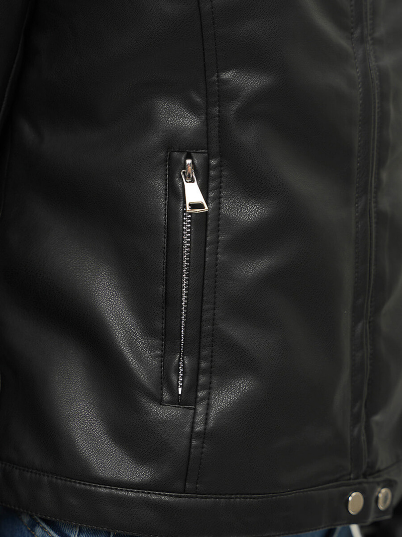 Kurtka skórzana damska czarna OZONEE JS/11Z8008