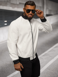 Kurtka skórzana męska bomberka biała OZONEE O/88120