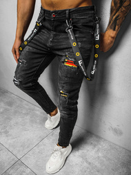 Spodnie jeansowe męskie czarne OZONEE DR/TF088Z