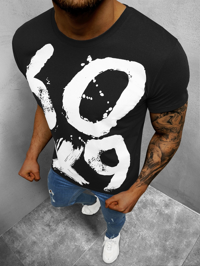 T-Shirt męski czarny OZONEE O/1297