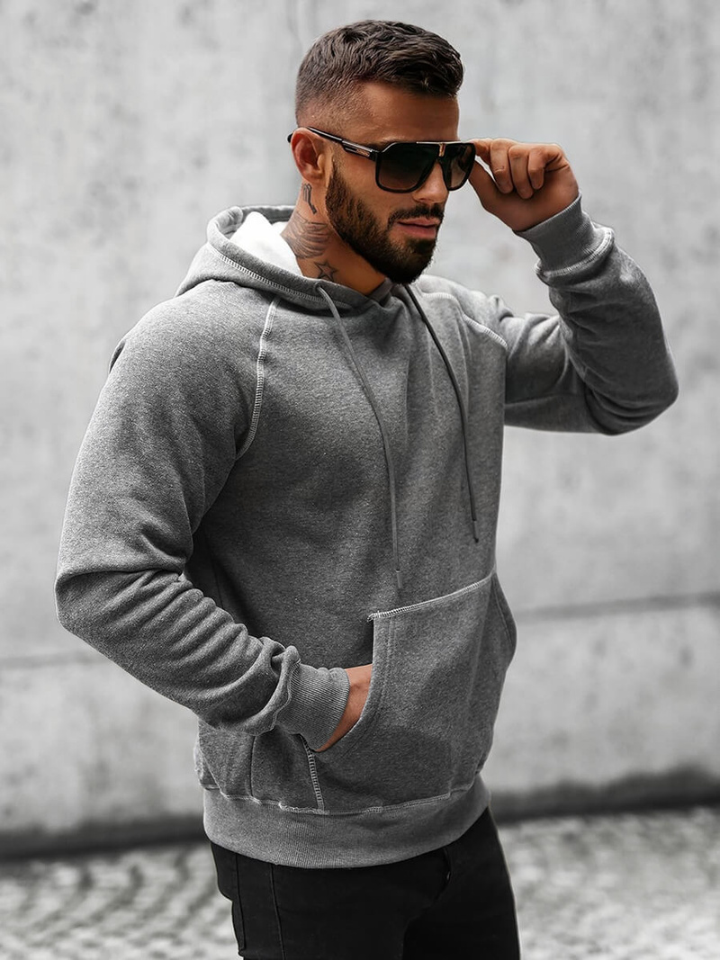 Bluza z kapturem męska grafitowa OZONEE O/8B152/5