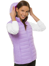 Kamizelka damska pikowana z kapturem jasnofioletowa OZONEE JS/M23039/37